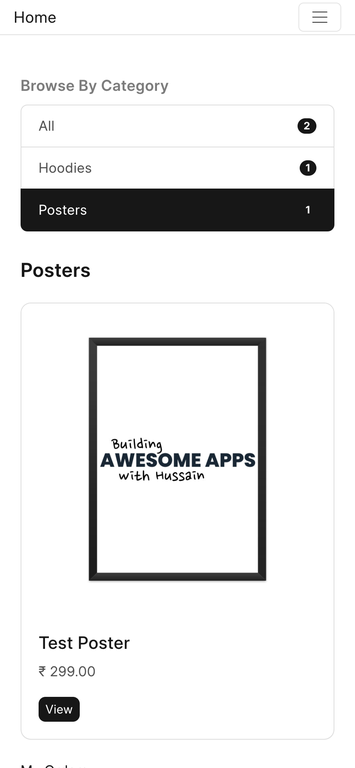 Screenshot Showing Browse by Categories on HackerMerch home screen
